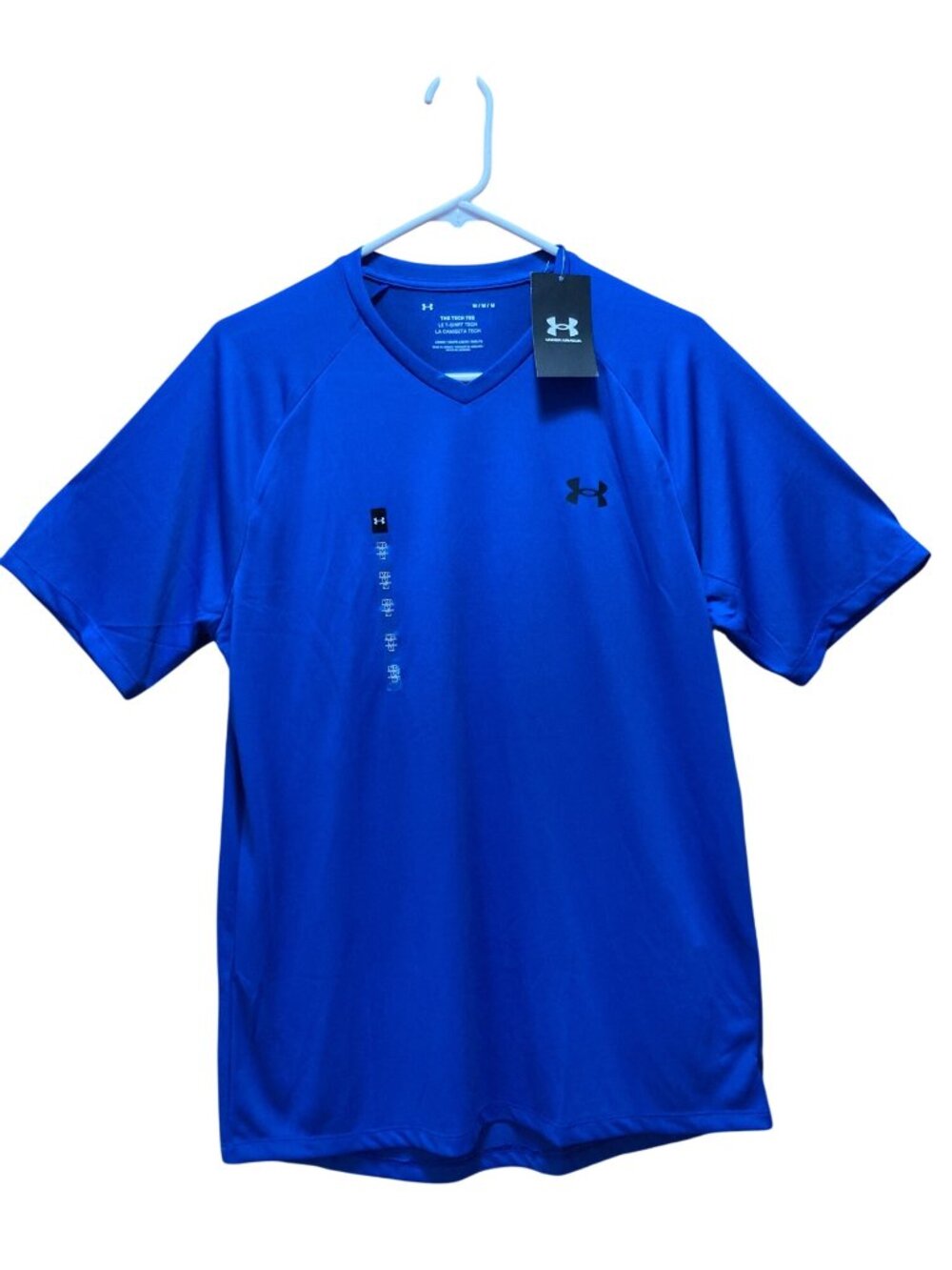 Under Armour Men Tech 2.0 V-Neck Short Sleeve Activewear Loose Shirt Blue Medium